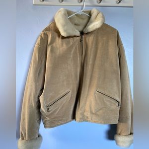 Vintage 90s Wilson’s Suede & Leather Suede Coat, Faux Fur Lined, Women’s Large